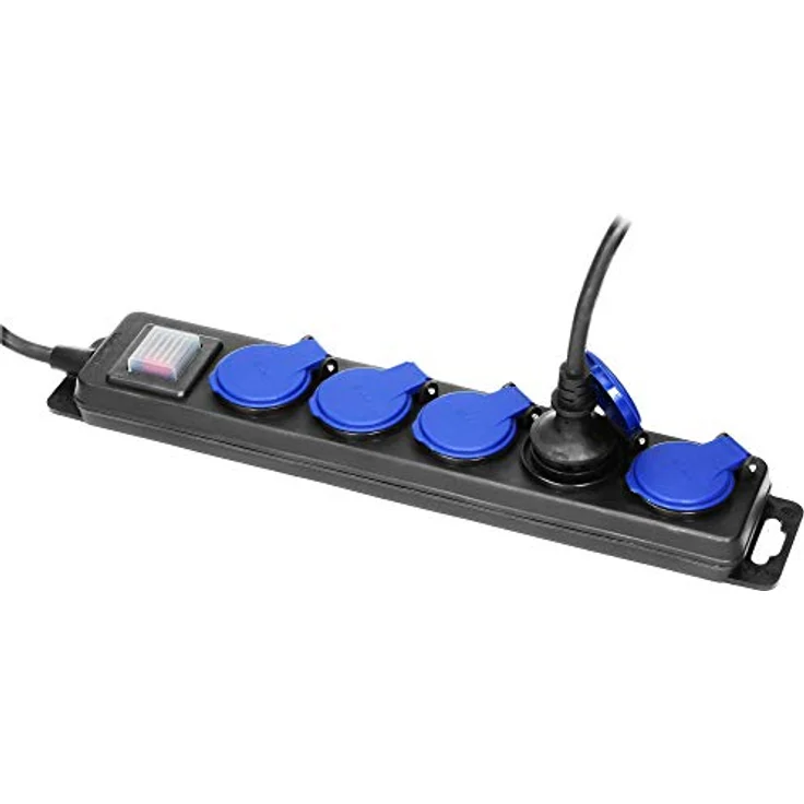 Netzkabel Schutzkontakt-Verlängerung, 5-fach, 5m, 3x1,5mm², IP44, schwarz, – Bild 2