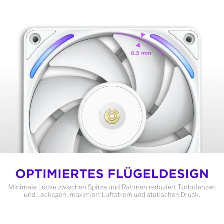 NZXT F240X Performance-Einzelrahmen-Lüfter, 2x 120mm PWM RGB, maximale Luftförderung, LCP-Rahmen und -Flügel, magnetisches Fluid-Dynamic-Lager, Weiß – Bild 4