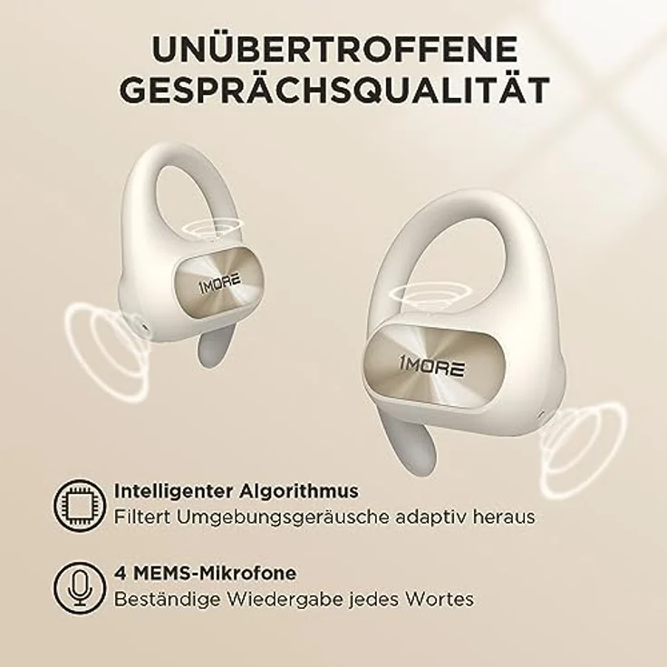 1MORE Fit SE S30 Open Ear Kopfhörer, 5.3 Bluetooth Kabellose Headphones mit 4 mikrofon, Earbuds mit Ohrbügeln, 30 Std. Spielzeit, ENC Anruf Noise Cancelling, IPX5, Ohrhörer für Büroarbeit/Sports – Bild 2