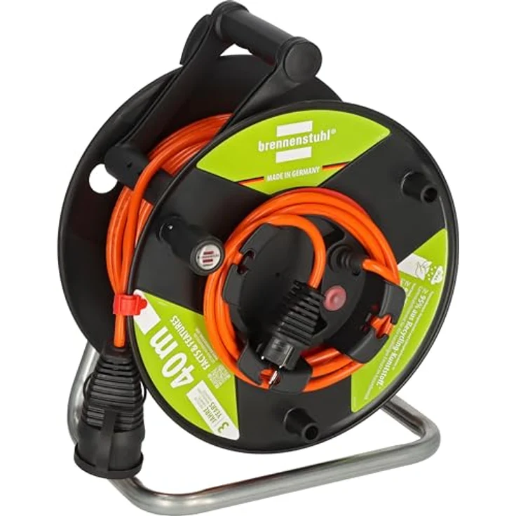 Brennenstuhl Garant G Bretec IP44 Gartenkabeltrommel mit recycelten Kunststoff-Komponenten, 40m Kabel in orange, Made in Germany – Bild 1