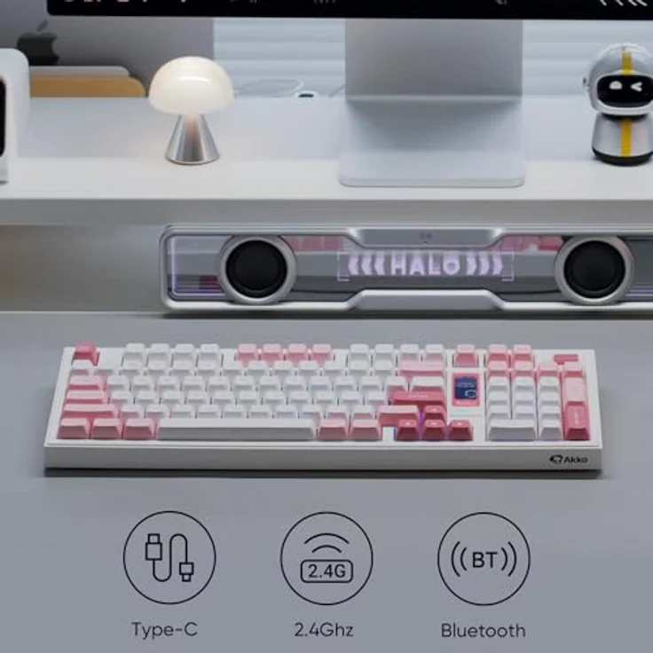 Akko 5098B Kabellose Gaming-Tastatur mit Bildschirm, RGB-Dichtungstastatur, Hot-Swap-Funktion, 1800er-Layout und Nummernblock (Prunus Lannesiana) – Bild 3