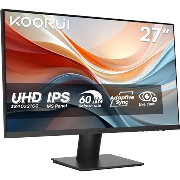 KOORUI N07 Monitor, 27 Zoll 4K UHD mit IPS-Technologie und Eye-Care Mode, schwarz – Bild 1