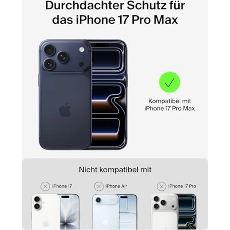 Belkin SheerForce Grip Schutzhülle für iPhone 17 Pro Max, Stoßschutz bis 2m, strukturierte Oberfläche, kabelloses Laden, dklblaue Farbe – Bild 2