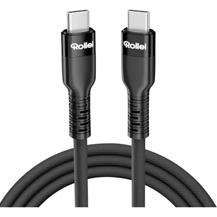Rollei USB C Kabel 100W, USB C auf USB C PD Schnellladekabel, 10 Gbps Datenrate, geflochtenes Nylonkabel, 1,2 m, kompatibel mit iPhone 17/16/15 Pro Max, Samsung Galaxy S25/S24, MacBook Air/Pro