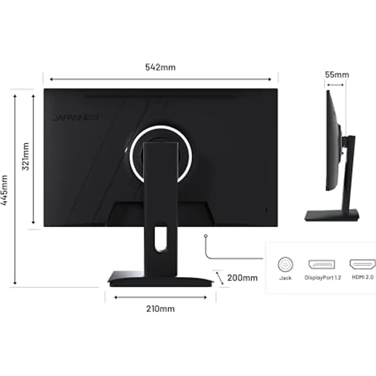 JapanNext JN-I238FHD200F, 23.8" Gaming Monitor mit IPS Full HD 200Hz, 0.5ms, Höhen- & Neigungsverstellung, integrierten Lautsprechern, G-Sync/FreeSync, schwarz – Bild 3
