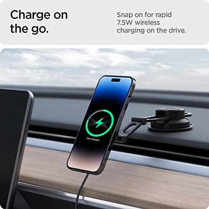 Spigen Onetap Pro 3 ITS35W-3 DASH, Autohalterung mit Qi 10W für iPhone mit MagSafe, schwarz – Bild 3