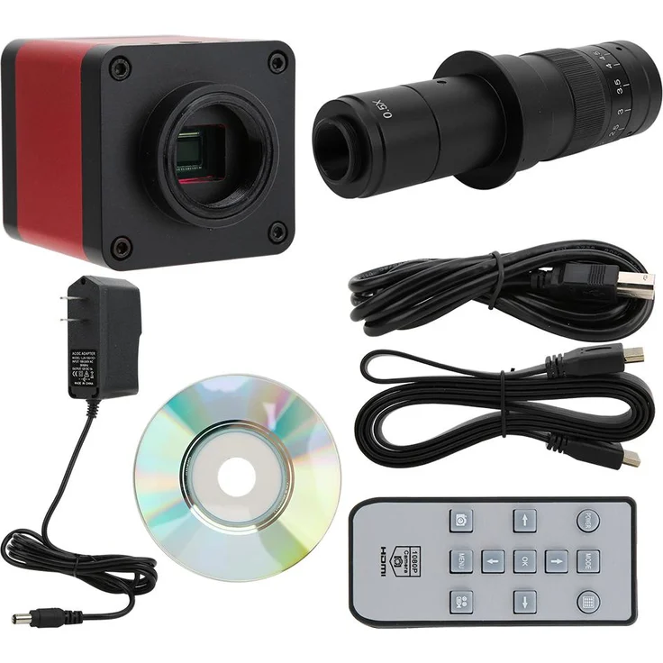 Lixada 48-MP-USB-Industriemikroskopkamera mit 180-fachem C-Mount-Zoomobjektiv, Dual-Ausgang, PC-kompatibel, 100–240 V