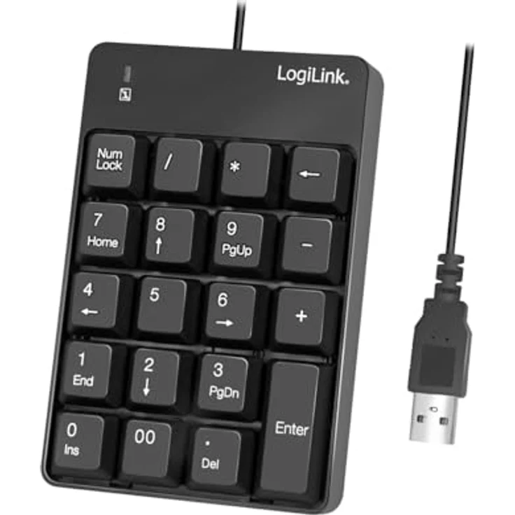 LogiLink ID0184 Numerische Zusatztastatur mit USB-Anschluss mit LED-Aktivitätsanzeige Schwarz – Bild 3