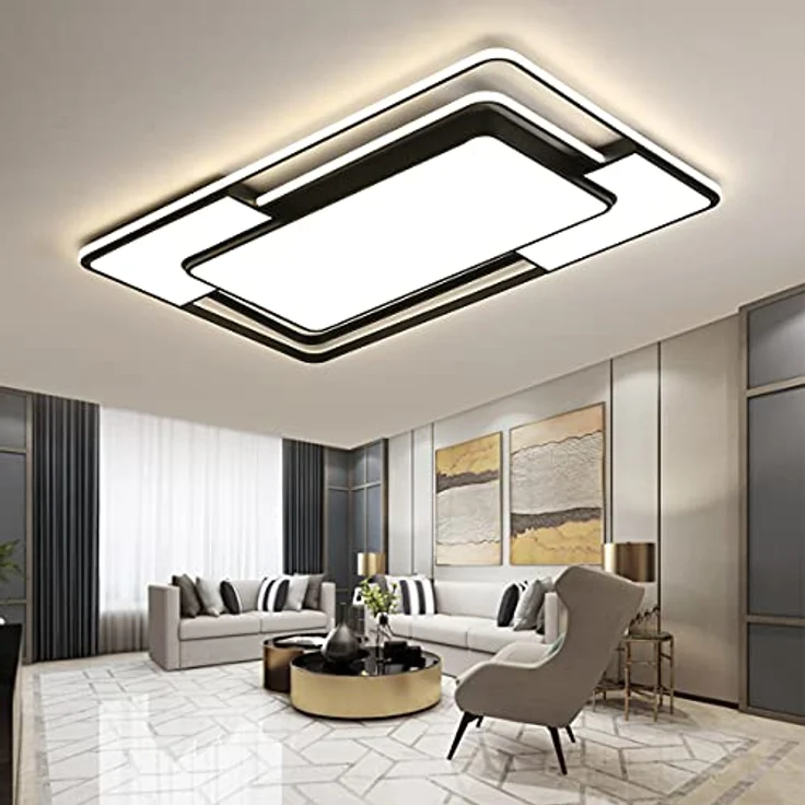 Natsen 150W Deckenlampe LED Deckenleuchte, voll dimmbar mit Fernbedienung, Rechteckige Leuchte für Büro Schlafzimmer Wohnzimmer Arbeitzimmer, Schwarz – Bild 5