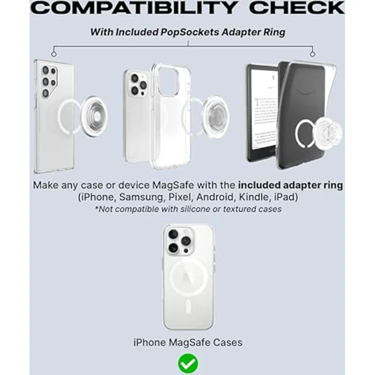 PopSockets Phone Grip for MagSafe mit Kickstand, MagSafe-Adapterring, sicheres Halten für iPhone MagSafe-Hüllen - Blanchette Red – Bild 5