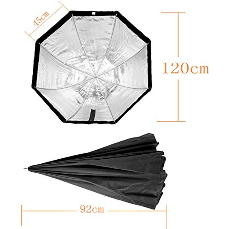 Godox 120cm / 47.2in Tragbare Octagon Softbox Regenschirm Brolly Reflektor für Blitzgerät – Bild 3