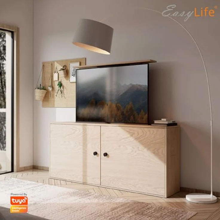 EasyLife EL-LM-SH65, motorisierter TV Lift/Bodenständer mit Fernbedienung für 37-65 Zoll, VESA bis 600x400, schwarz, WiFi-fähig, 2 Speicherpositionen – Bild 4