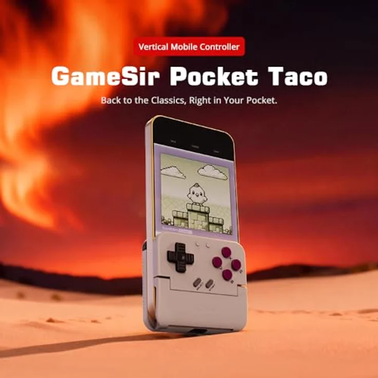 GameSir Pocket Taco, Vertikaler Mobiler Gaming-Controller für Android & Smartphone, Tragbar, 600mAh Akku, App-Anpassung - Weiß – Bild 2
