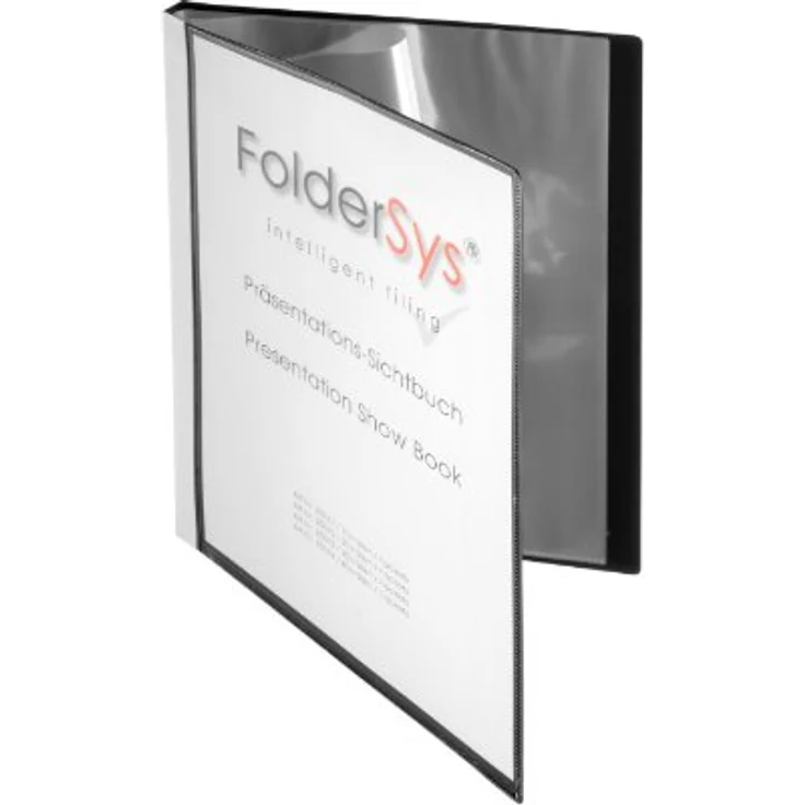 FOLDERSYS Präsentationsordner Sichtbuch mit Vorderseite und Rücken zum Selbstges, DIN A4, 20 Hüllen, schwarz – Bild 2