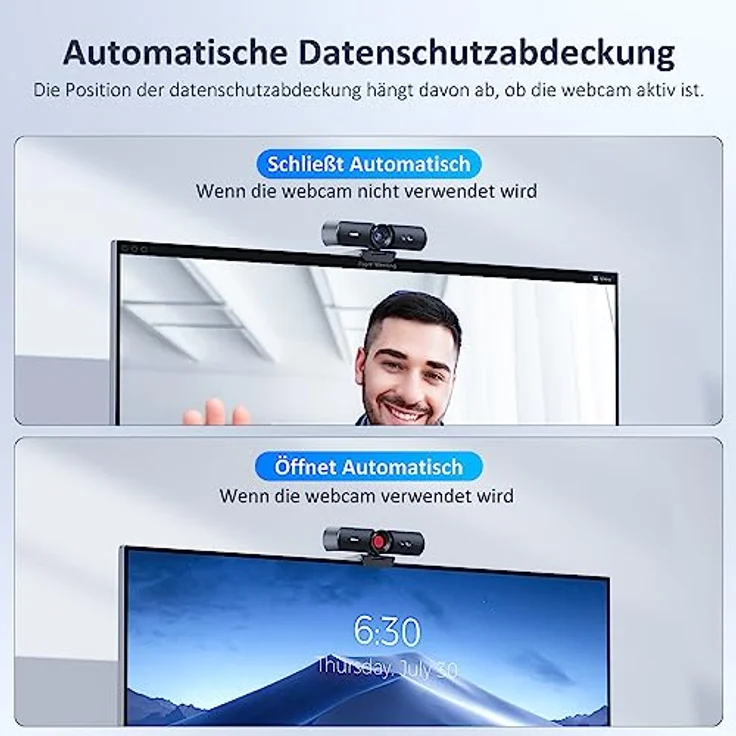 NexiGo HelloCam, 1080p Webcam mit Windows Hello und Mikrofon, Echter Datenschutz mit Automatischem Abdeckung, für Streamen von Online-Kursen, Kompatibel mit Zoom/Skype/Teams – Bild 3