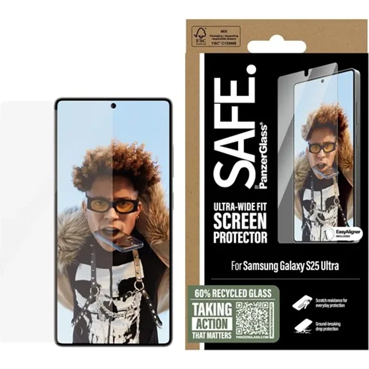 SAFE by PanzerGlass Screen Protector für Samsung Galaxy S25 Ultra | Ultra-Wide Fit mit EasyAligner und wischfester Beschichtung