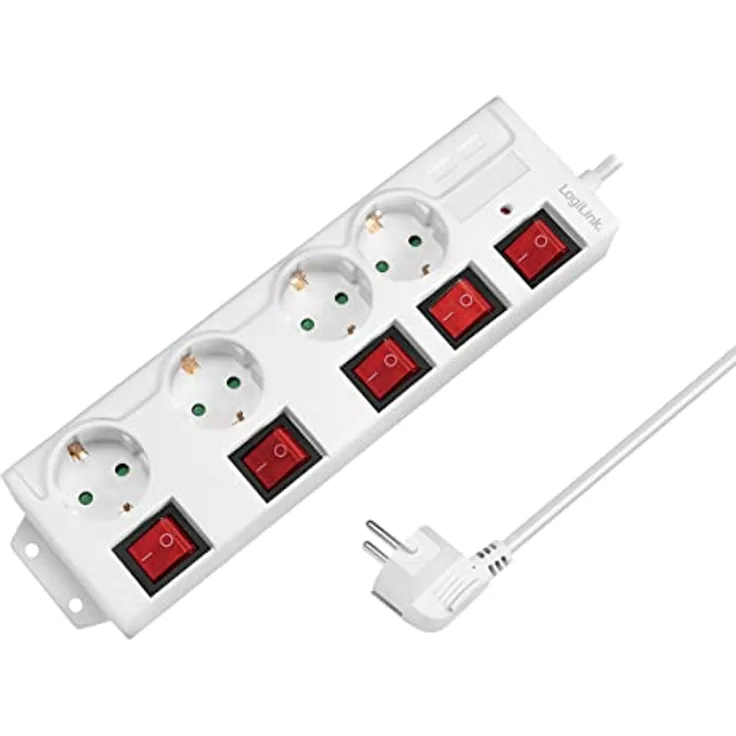 LogiLink Steckdosenleiste 4-fach,4xCEE 7/3,m. 5Schalter,weiß