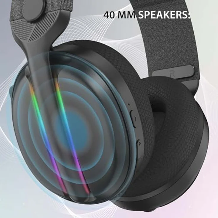 Subsonic Wireless Headset All Platforms, Gaming Headset mit 7.1 Sound, kabellos, RGB-LEDs, einziehbares Mikrofon, schwarz – Bild 2