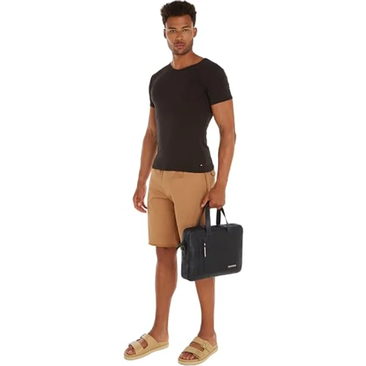 Tommy Hilfiger 3114547, Notebooktasche aus hochwertigem Kunstleder in Piqué-Optik, Schwarz – Bild 3