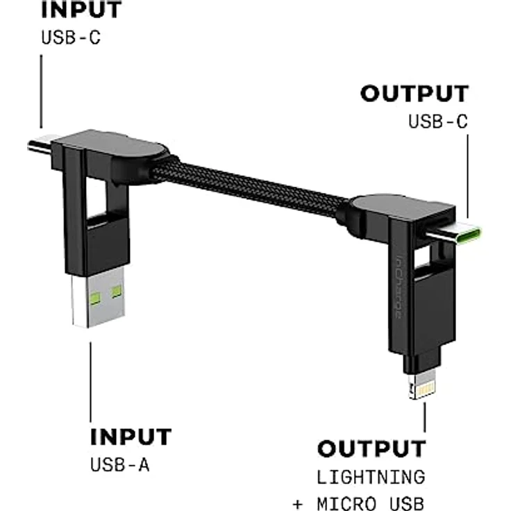 Rolling Square inCharge X, 6-in-1 Multiladekabel, USB-C/Micro-USB/Lightning, schwarz – Bild 2