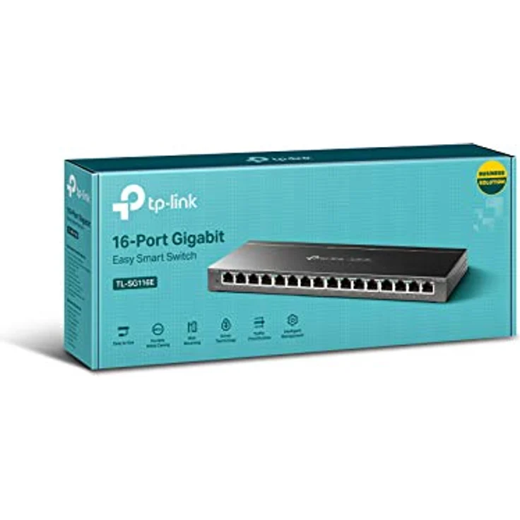 TP-Link TL-SG116E 16-Ports Gigabit Easy Smart Managed Netzwerk Switch(Gigabit-RJ45-Ports, Metallgehäuse, optimiert Datenverkehr, IGMP-Snooping, zentrales Management) schwarz metallic – Bild 3