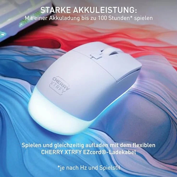 CHERRY XTRFY M50 Wireless, Kabellose Gaming-Maus, RGB-Beleuchtung, Ergonomische Form, Wiederaufladbar, Weiß – Bild 5