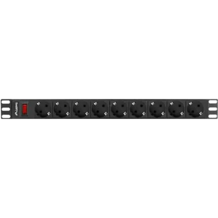 Lanberg PDU-09F-0300-BK, Steckdosenleiste mit 9 Steckdosen und Ein/Aus-Schalter, 3 m Kabel, schwarz – Bild 1