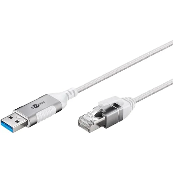 Goobay Ethernet-Kabel USB-A 3.0 auf RJ45 Slim, 5 m, bis zu 1 Gbit/s, weiß – Bild 1