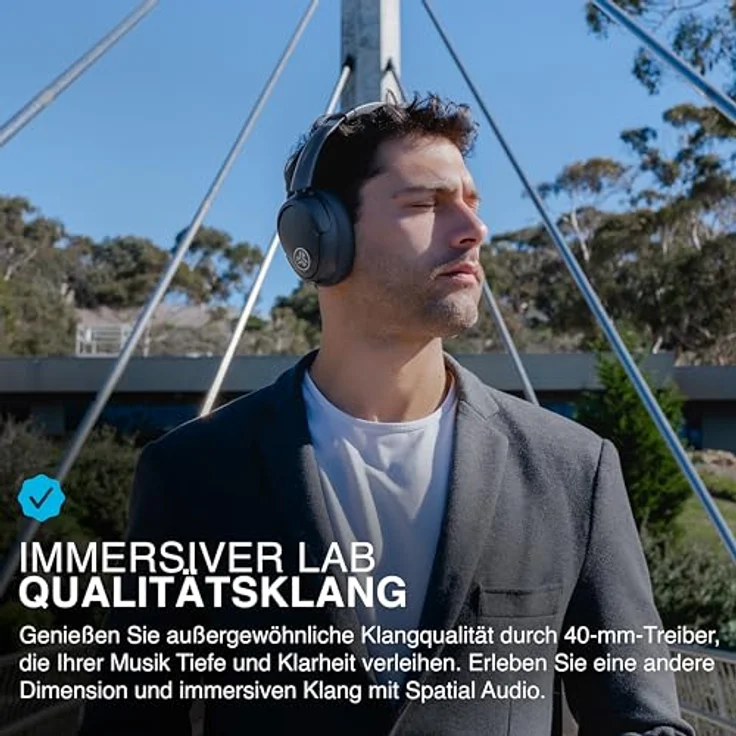 JLab JBuds LUX ANC Smart-Kopfhörer Graphit - Kabellose Over-Ear-Kopfhörer mit Mikrofon, 70+ Stunden Spielzeit, Faltbare Bluetooth, Multipoint und anpassbarem Sound – Bild 5