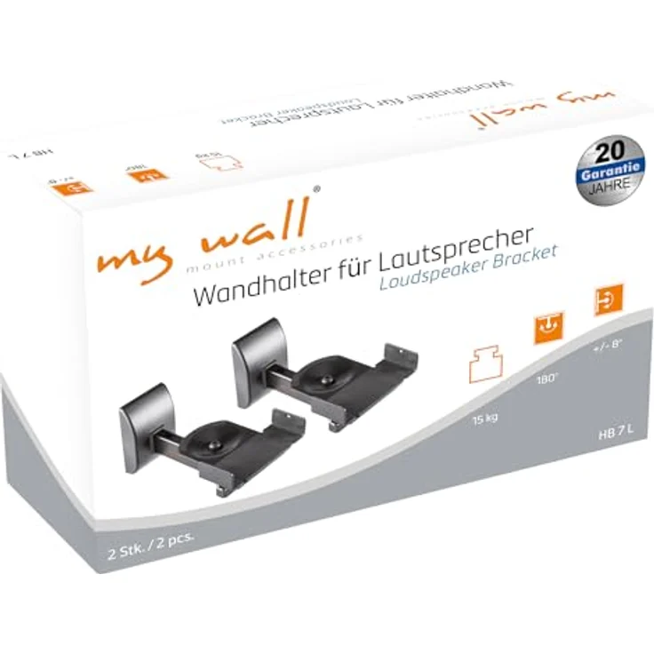 myWALL HB 7 Lautsprecherhalterung, max. 15 kg Traglast, einstellbare Breite 135-275 mm, Dreh- und Kippfunktion – Bild 7