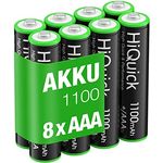HiQuick Micro AAA Akku, NI-MH 1100mAh wiederaufladbar Batterien, geringe Selbstentladung 1.2V Akku, 8 x Micro AAA