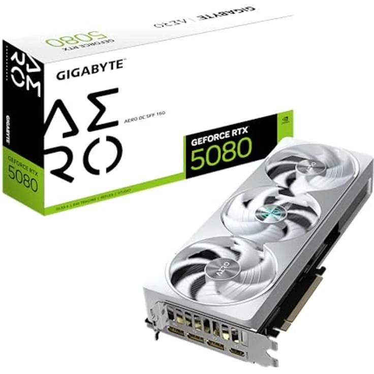 Gigabyte GeForce RTX 5080 AERO OC SFF 16G Grafikkarte - 16 GB GDDR7, 256 Bit, PCI-E 5.0, 2730MHz Core Clock, 3 x DisplayPort, 1 x HDMI, RGB-Beleuchtung, schwarz – Bild 1