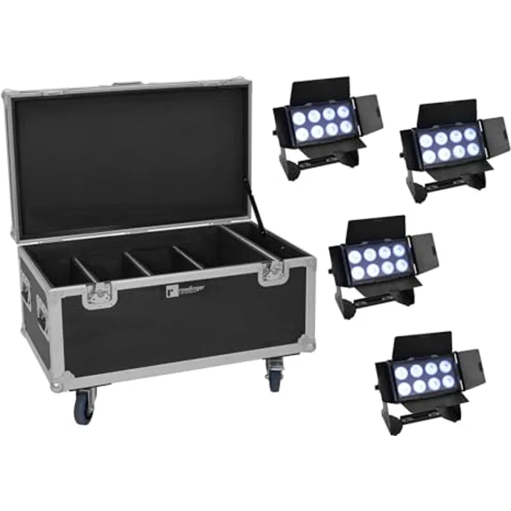 Eurolite Set 4x Multiflood IP 8x10W RGBW Wash, Licht Set mit Transportcase