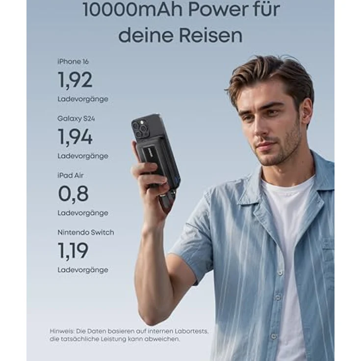 Anker Zolo Powerbank (10.000mAh, integrierte USB-C und Lightning-Kabel, 30W Power Delivery, universelle Kompatibilität) – Bild 4