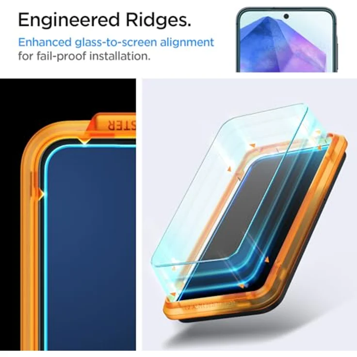 Spigen AlignMaster Schutzfolie kompatibel mit Samsung Galaxy A55 5G, 2 Stück, Kratzfest, 9H Härte Folie – Bild 5