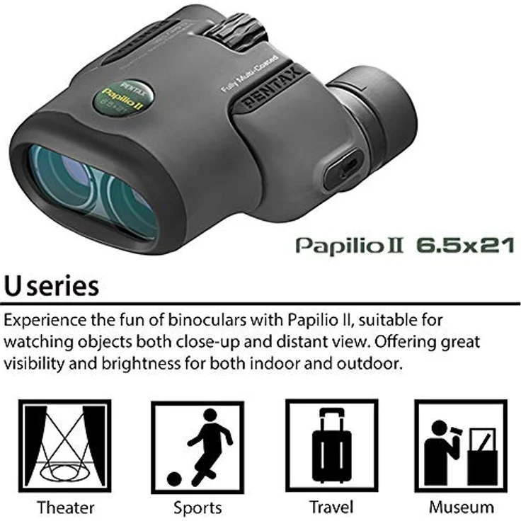 PENTAX Papilio II 6,5x21 Kompaktes Fernglas zur Vogelbeobachtung, für Reisen, Sport und Theater 50-cm-Nahsicht für Museen Hell und klar durch komplette Mehrschichtvergütung, BAK4-Prisma – Bild 3