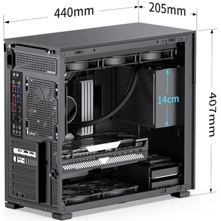Jonsbo D41 MESH Screen ATX Gehäuse, gehärtetes Glas - schwarz – Bild 5
