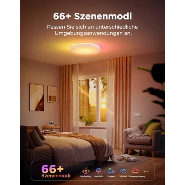 Govee Deckenlampe RGBIC 48.5W, Smart LED Deckenleuchte 4300lm, Dimmbar mit Hintergrundbeleuchtung, Kompatibel mit Matter, Alexa & Google Assistant, Ø38cm für Wohnzimmer und Schlafzimmer – Bild 5