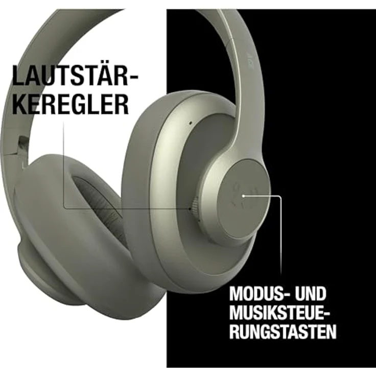 Fresh 'n Rebel Clam Ace Bluetooth Kopfhörer Over Ear mit Hybrid Active Noise Cancelling, 60 Stunden spielzeit, Perfect Calling, Schnellladung, Wind-Noise Cancelling, Tastensteuerung (Grün) – Bild 4