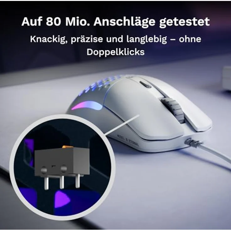 Glorious Model O Eternal, ultraleichte RGB-Gaming-Maus mit optischem Sensor 12 K DPI, 6 programmierbaren Tasten, symmetrischem Design, nur 55 g – Schwarz – Bild 5