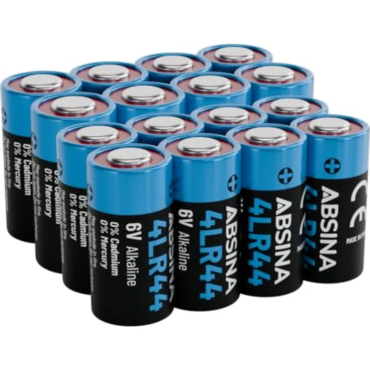 ABSINA 16x 4LR44 6V Alkaline Batterien, langlebig & zuverlässig, temperaturfest von -20°C bis +60°, ideal für Hundehalsband und mehr – Bild 1