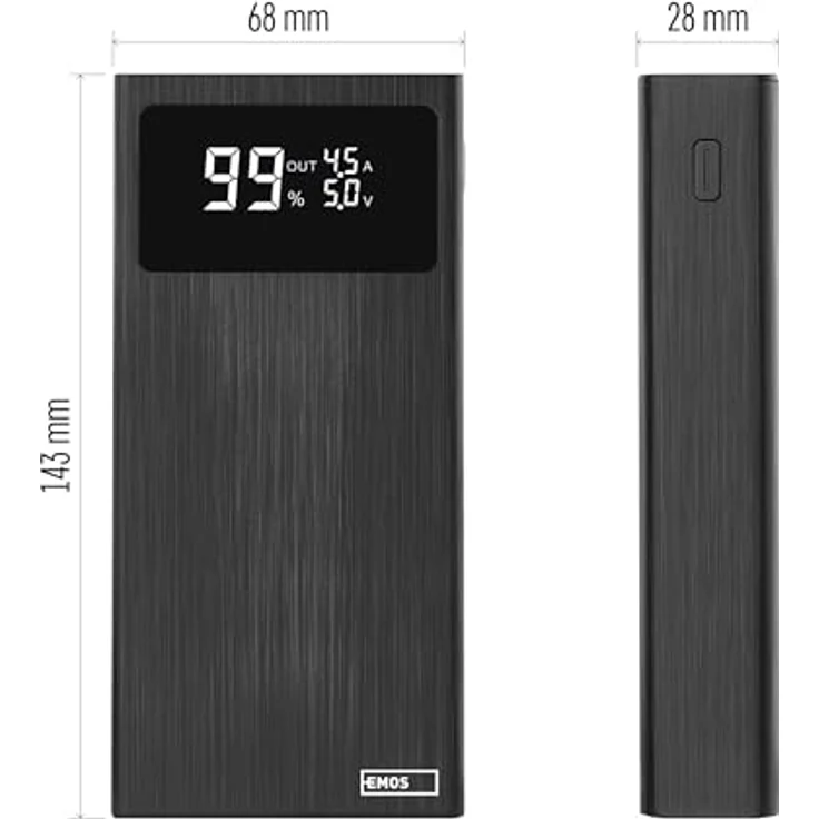 EMOS Powerbank BetaQ 20000mAh, 22,5 W Quick-Charge externer Akku/Ladegerät mit Passthrough und Display, schwarz – Bild 5