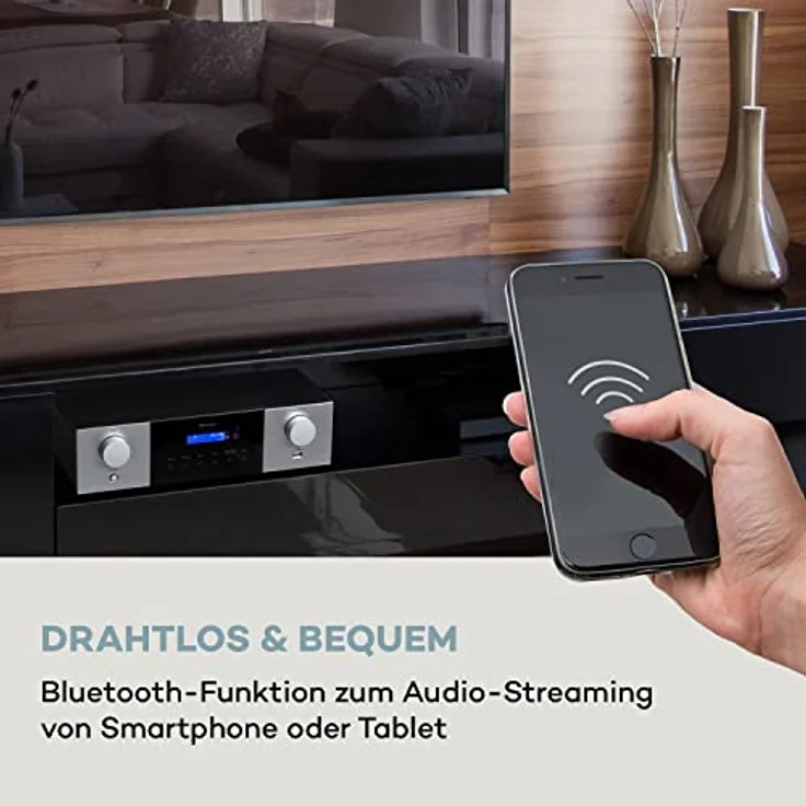 Auna AMP-4000 DAB, Hifi-Stereo-Verstärker mit DAB+ Radiofunktion, USB-Slot und Bluetooth Verbindung, Schwarz – Bild 3
