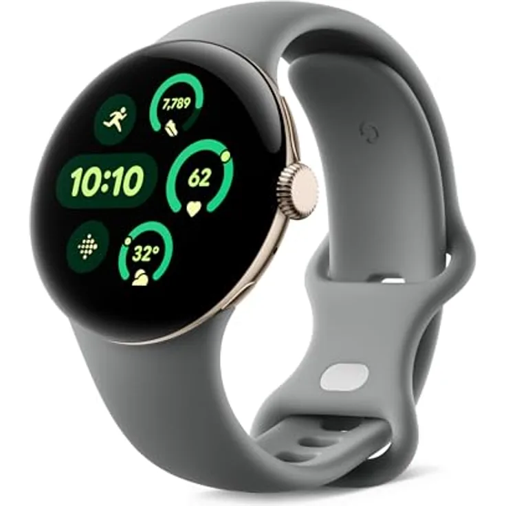 Google Pixel Watch 3 (41 mm) – Android smartwatch with Heart Rate Tracking, Advanced Running from Fitbit, Fitness Insights, 24-Hour Battery – Champagne Gold Aluminium Case – Hazel Band – Wi-Fi