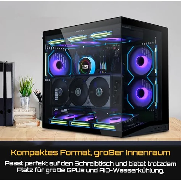 Lian Li O11 Dynamic Mini V2, Mini-PC-Gehäuse ATX mit Tempered Glass, Schwarz, für Grafikkarten bis 400 mm und CPU-Kühler bis 160 mm – Bild 2