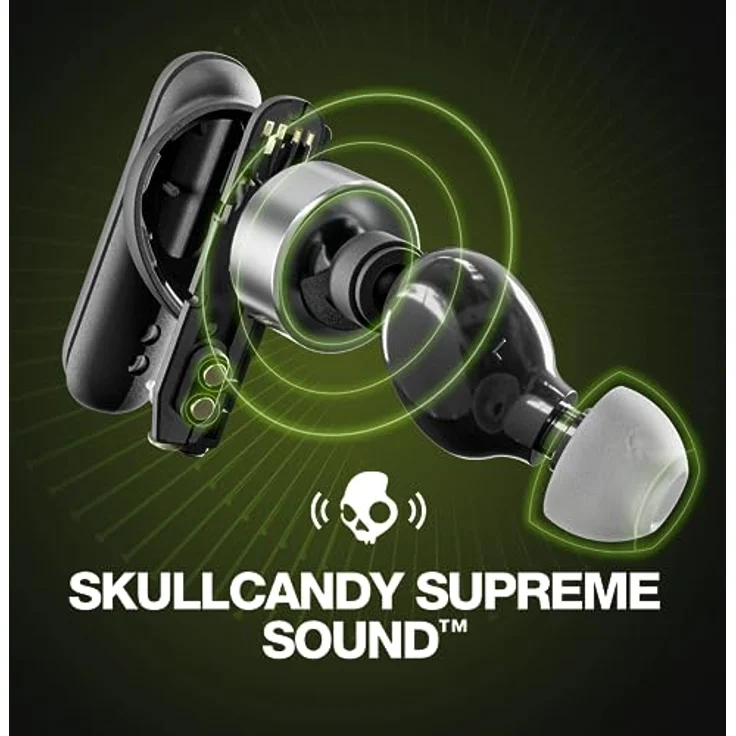 Skullcandy Smokin' Buds In-Ear Wireless-Kopfhörer, 20 Std. Akkulaufzeit, 50% nachhaltiger Kunststoff, Mikro, kompatibel mit iPhone, Android und Bluetooth-Geräten - Schwarz – Bild 3