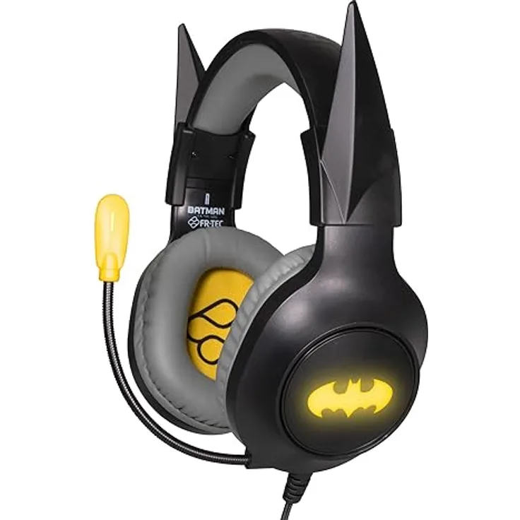 FRTEC Gaming-Headset Batman mit abnehmbaren dunklen Ritterohren, RGB-LED-Licht, 50-mm-Lautsprecher