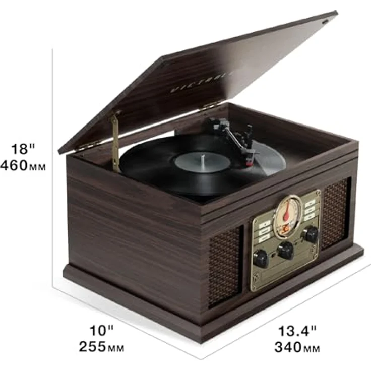 Victrola Classic 6-in-1 Bluetooth Record Player Music Centre - Mahagoni – Bild 10