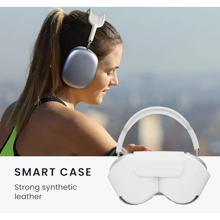 kwmobile Apple AirPods Max Case - weiche Kopfhörer Tasche aus Polyester - Cover in Weiß – Bild 5