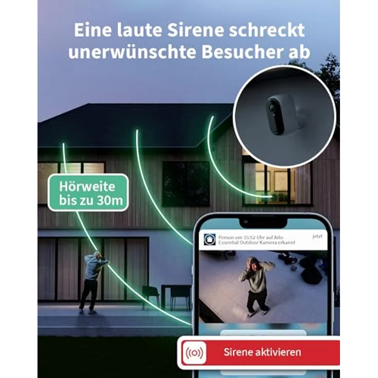 Arlo Essential Outdoor Camera (1920 x 1080 Pixels), Netzwerkkamera, Weiss – Bild 6